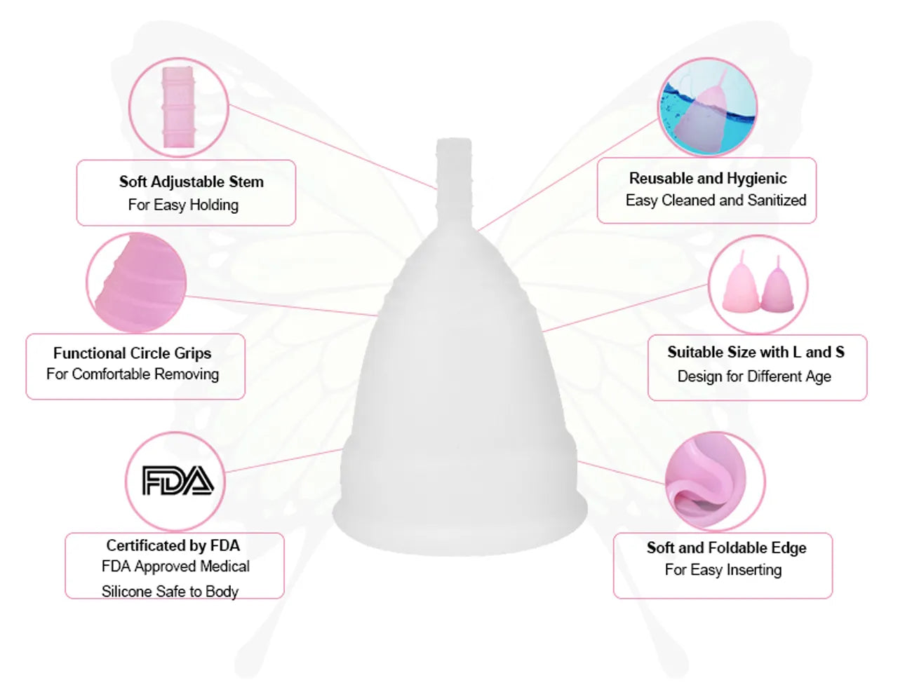 Silicon Menstrual Cup (FDA approved)